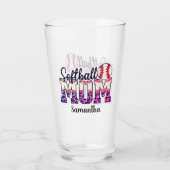 Custom Name Softball Mom | Pink and Gold Polka Dot タンブラーグラス (裏面)