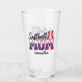 Custom Name Softball Mom | Pink and Gold Polka Dot タンブラーグラス (正面)