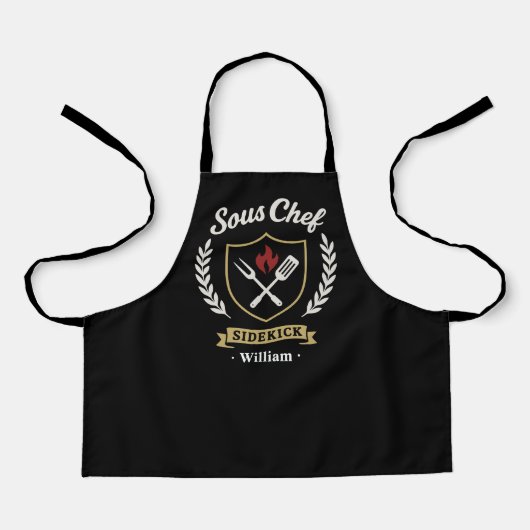 Custom Name Sous Chef Sidekick Child Apron エプロン (正面)
