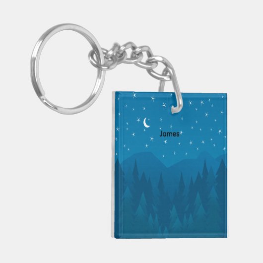 Custom Name, Stars Moon Mountain Acrylic Keychain キーホルダー (正面左)