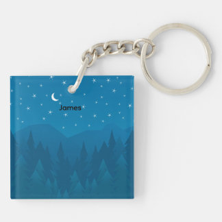 Custom Name, Stars Moon Mountain Acrylic Keychain キーホルダー