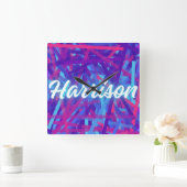 Custom Name Sticker – Harrison – Personalized Labe スクエア壁時計 (ホーム)