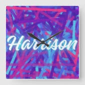Custom Name Sticker – Harrison – Personalized Labe スクエア壁時計 (正面)
