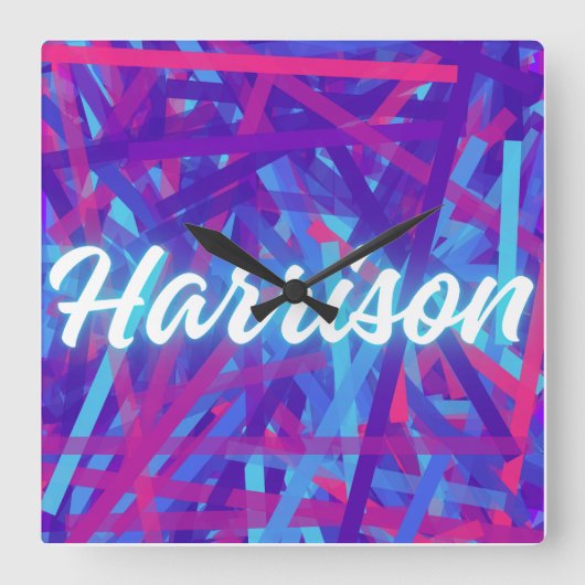 Custom Name Sticker – Harrison – Personalized Labe スクエア壁時計 (正面)