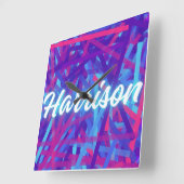 Custom Name Sticker – Harrison – Personalized Labe スクエア壁時計 (傾斜)