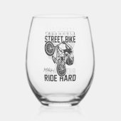 Custom name Street Bike ステムなしワイングラス (正面)