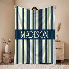 Custom Name Stripes Blanket Baby Shower Gift フリースブランケット