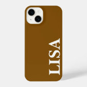 CUSTOM NAME STYLISH MODERN MINIMAL MONOGRAM BROWN iPhoneケース (裏面)