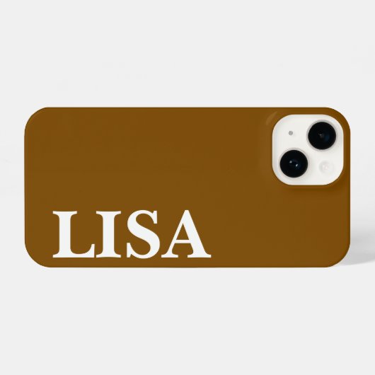 CUSTOM NAME STYLISH MODERN MINIMAL MONOGRAM BROWN iPhoneケース (裏面横)