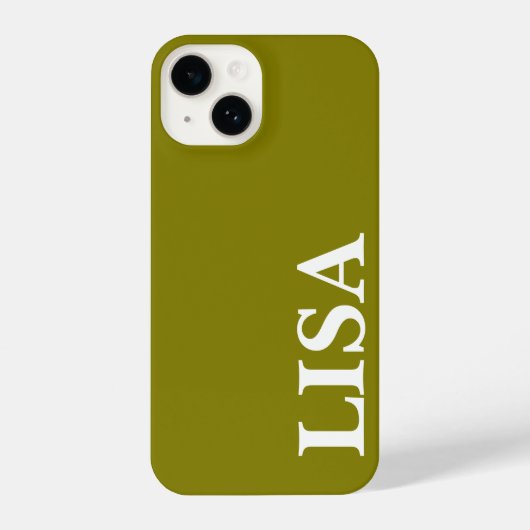 CUSTOM NAME STYLISH MODERN MINIMAL MONOGRAM OLIVE iPhoneケース (裏面)