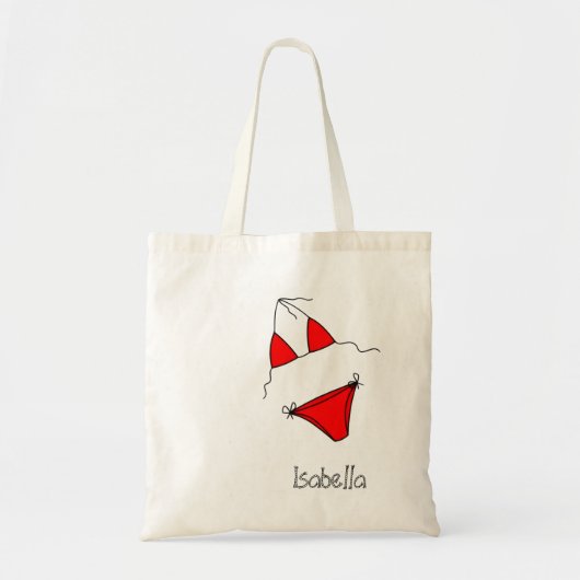 Custom Name Summer Beach Bag Minimal Line Art トートバッグ (正面)