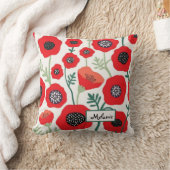 Custom name Summer poppy flowers botanical クッション (ブランケット)