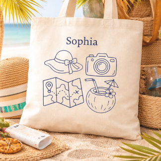 Custom Name Summer Vacation Canvas Bag トートバッグ
