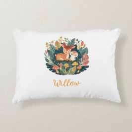 Custom Name Sweet Floral Fawn Woodland Nursery Plw アクセントクッション