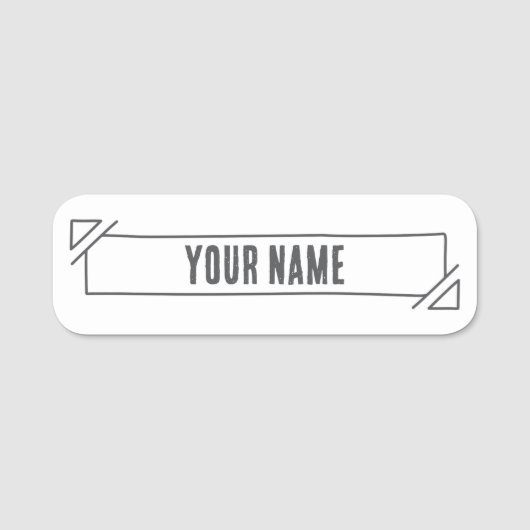 Custom Name Tag – Hand Drawn Banner 名札 (正面)