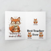 Custom Name Teacher Appreciation - Cute Fox  カード (内部)