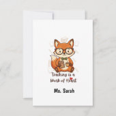Custom Name Teacher Appreciation - Cute Fox  出欠カード (正面)
