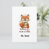 Custom Name Teacher Appreciation - Cute Fox  出欠カード (スタンド正面)