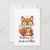 Custom Name Teacher Appreciation - Cute Fox  出欠カード (裏面)