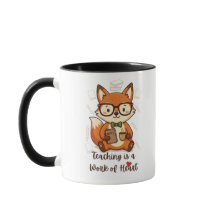 Custom Name Teacher Appreciation Mug - Cute Fox 
