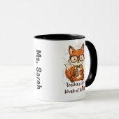 Custom Name Teacher Appreciation Mug - Cute Fox  マグカップ (正面右)