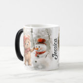 Custom Name Teddy Bear and Snowman モーフィングマグカップ (正面左)