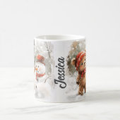 Custom Name Teddy Bear and Snowman モーフィングマグカップ (中央)