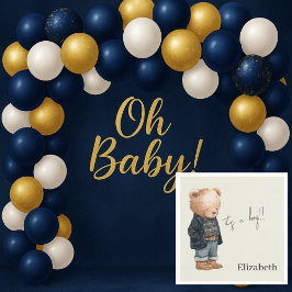 Custom Name Teddy Bear It's a Boy Baby Shower スタンダードカクテルナプキン