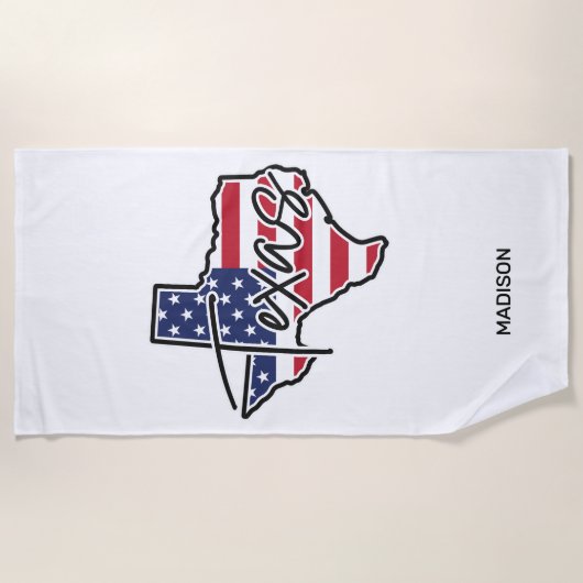 Custom Name Texas ビーチタオル (正面)