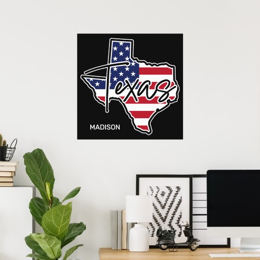 Custom Name Texas ポスター (ホームオフィス)