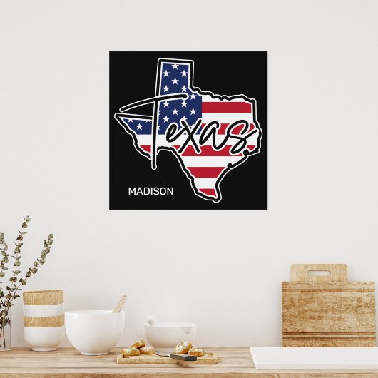 Custom Name Texas ポスター (キッチン)