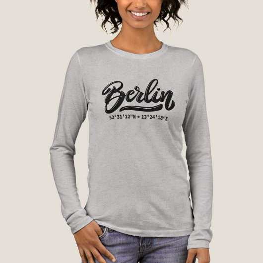 Custom Name / Text Berlin Germany Coordinates トライブレンドＴシャツ (正面)