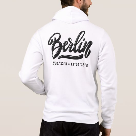 Custom Name / Text Berlin Germany Coordinates パーカ (裏面)