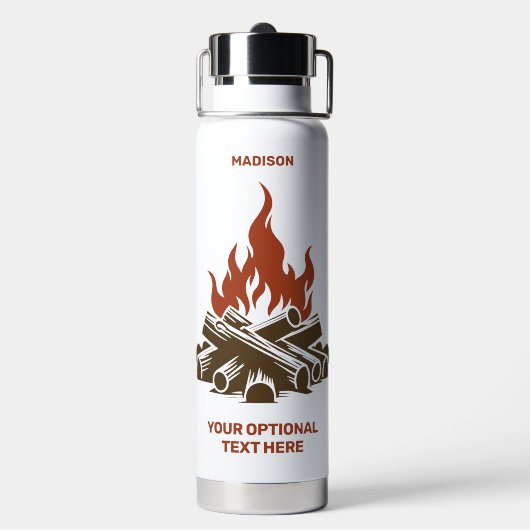 Custom Name & Text Camping ウォーターボトル (背面)