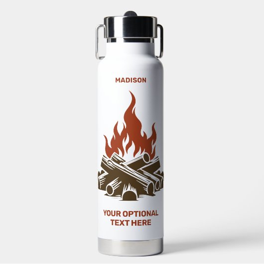 Custom Name & Text Camping ウォーターボトル (正面)