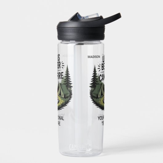 Custom Name & Text Camping ウォーターボトル (左面)