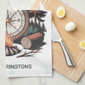 Custom Name & Text Camping キッチンタオル (四つ折り)