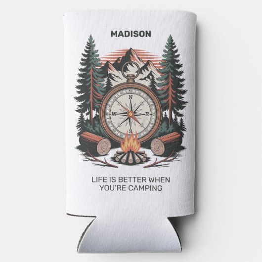 Custom Name & Text Camping スリム缶クーラー (裏面)