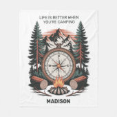Custom Name & Text Camping フリースブランケット (正面)