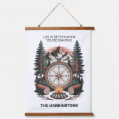 Custom Name & Text Camping 吊り下げ型タペストリー (正面)
