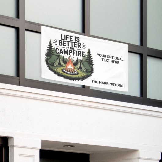 Custom Name & Text Camping 横断幕 (ビルの外側)