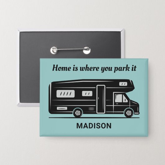 Custom name, text & color Camper Van 缶バッジ (正面/裏面)