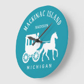 Custom Name, Text & Color Mackinac Island ラージ壁時計 (傾斜)
