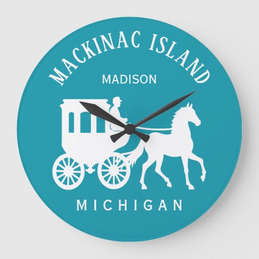 Custom Name, Text & Color Mackinac Island ラージ壁時計 (正面)