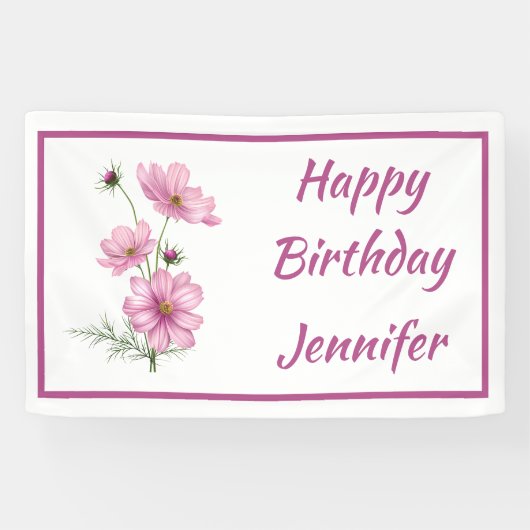 Custom Name Text Cosmos Garden Flower 横断幕 (横)