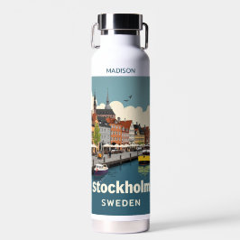 Custom Name & Text Stockholm Sweden ウォーターボトル