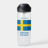 Custom Name & Text Swedish Flag ウォーターボトル (背面)