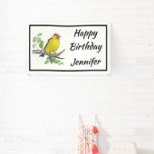Custom Name Text Watercolor Scarlet Tanager Bird 横断幕 (インサイチュ)
