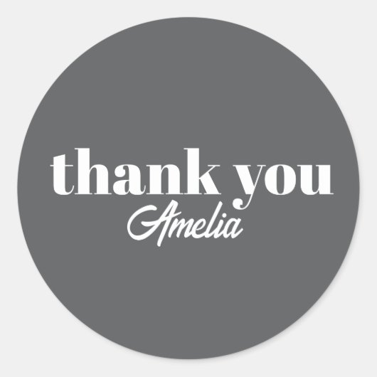 Custom Name Thank You Stickers ラウンドシール (正面)