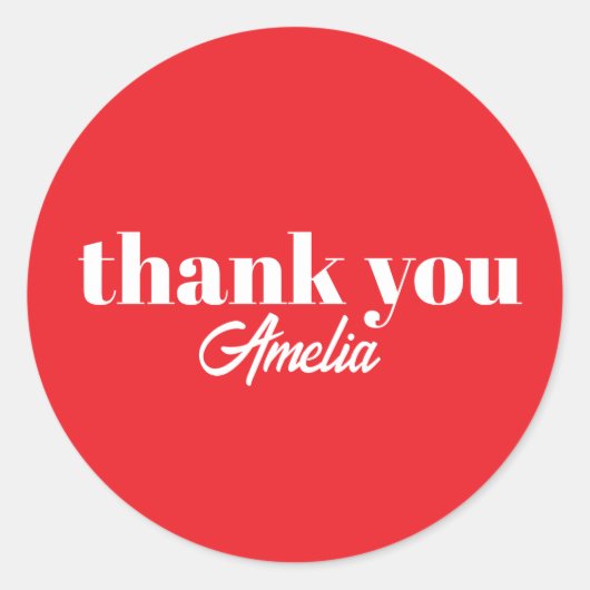 Custom Name Thank You Stickers ラウンドシール (正面)